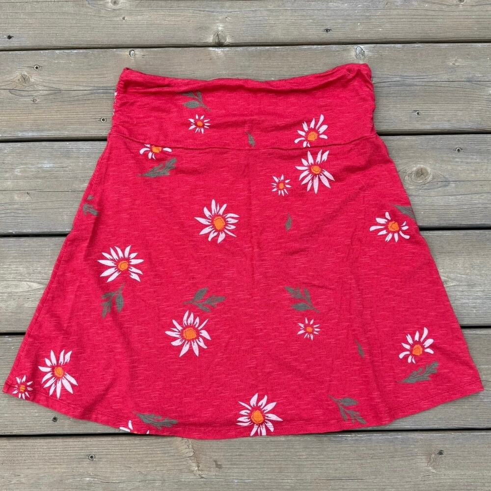 Toad & Co. size S Chaka Cotton Blend Daisy Floral Red Mini Skirt - Picture 7 of 8